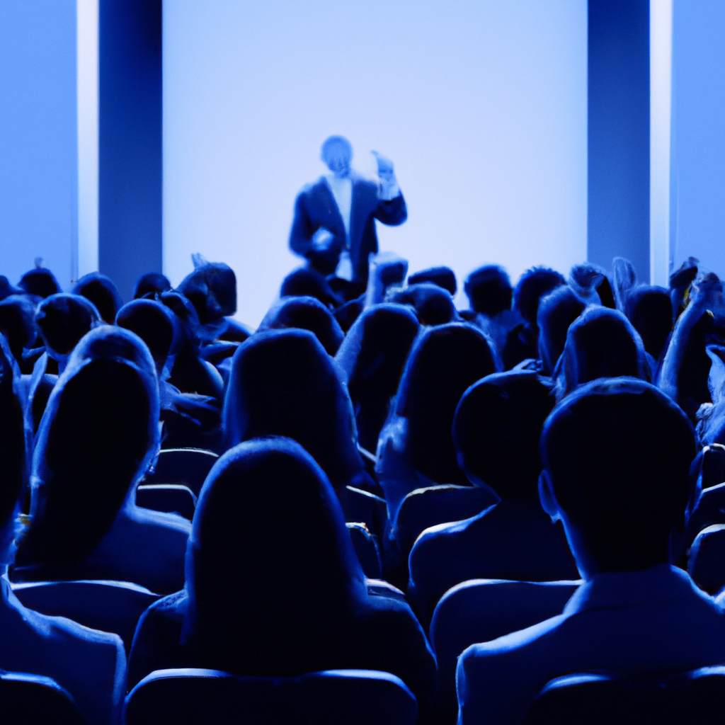 Презентация продукта на большом экране, аплодисменты